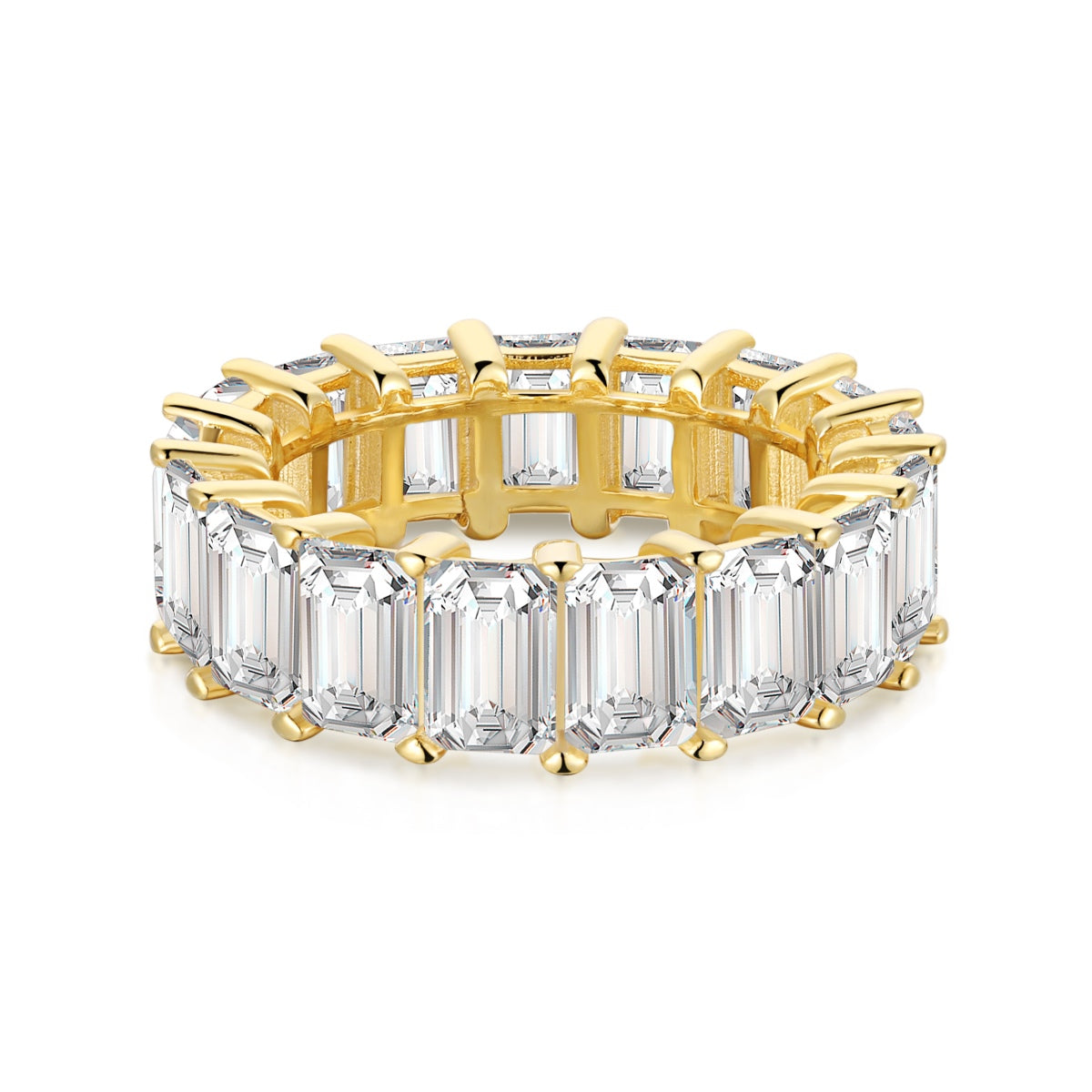 [Vivid Aurora]0.75 Carat Elegant Emerald Cut Tennis Ring