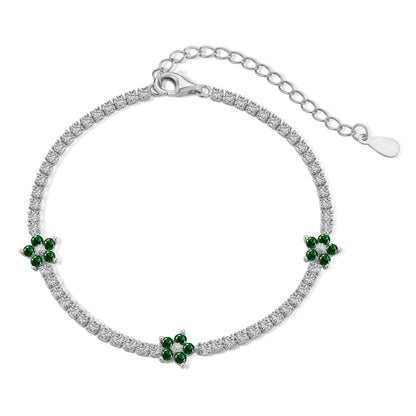 [Vivid Aurora]Sparkling Flower Shape Tennis Bracelet