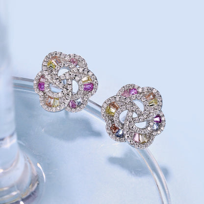 [Vivid Aurora]Exquisite Flower Shape Daily Earrings