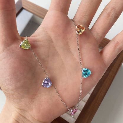 [Vivid Aurora]Sparkling Colorful Heart Cut Necklace