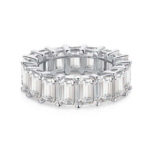 [Vivid Aurora]0.75 Carat Elegant Emerald Cut Tennis Ring